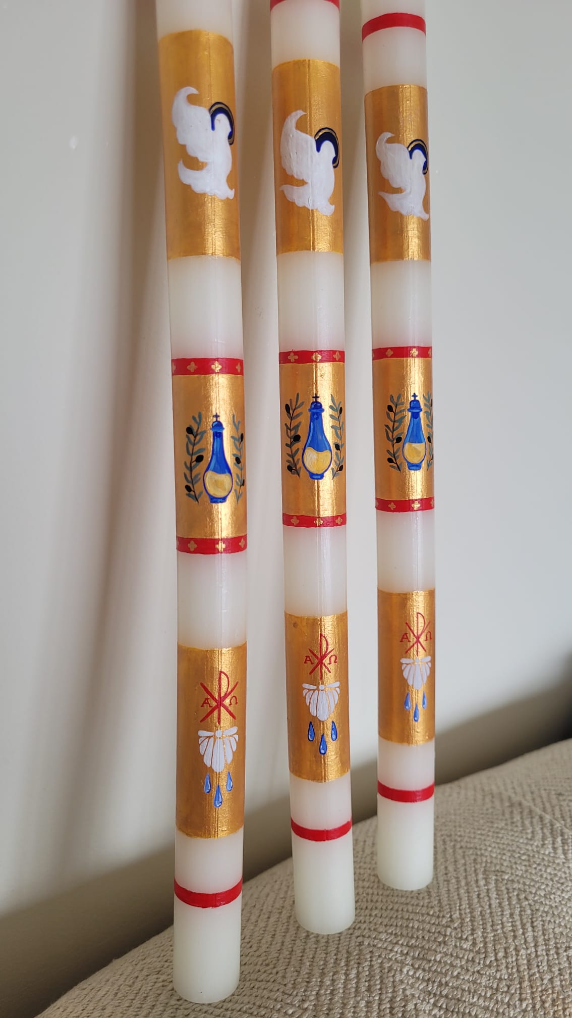 Hand-painted baptism candle