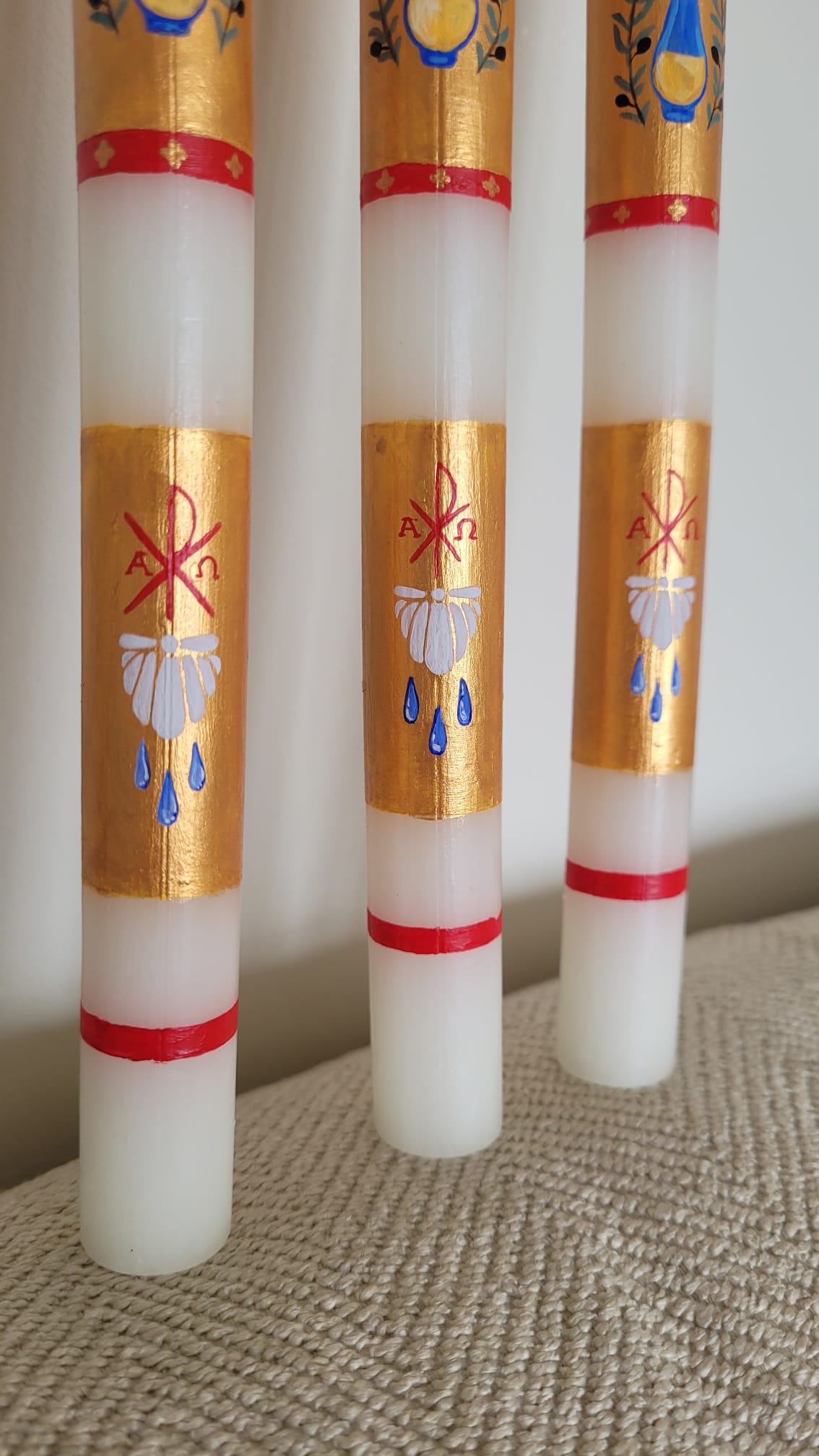 Hand-painted baptism candle