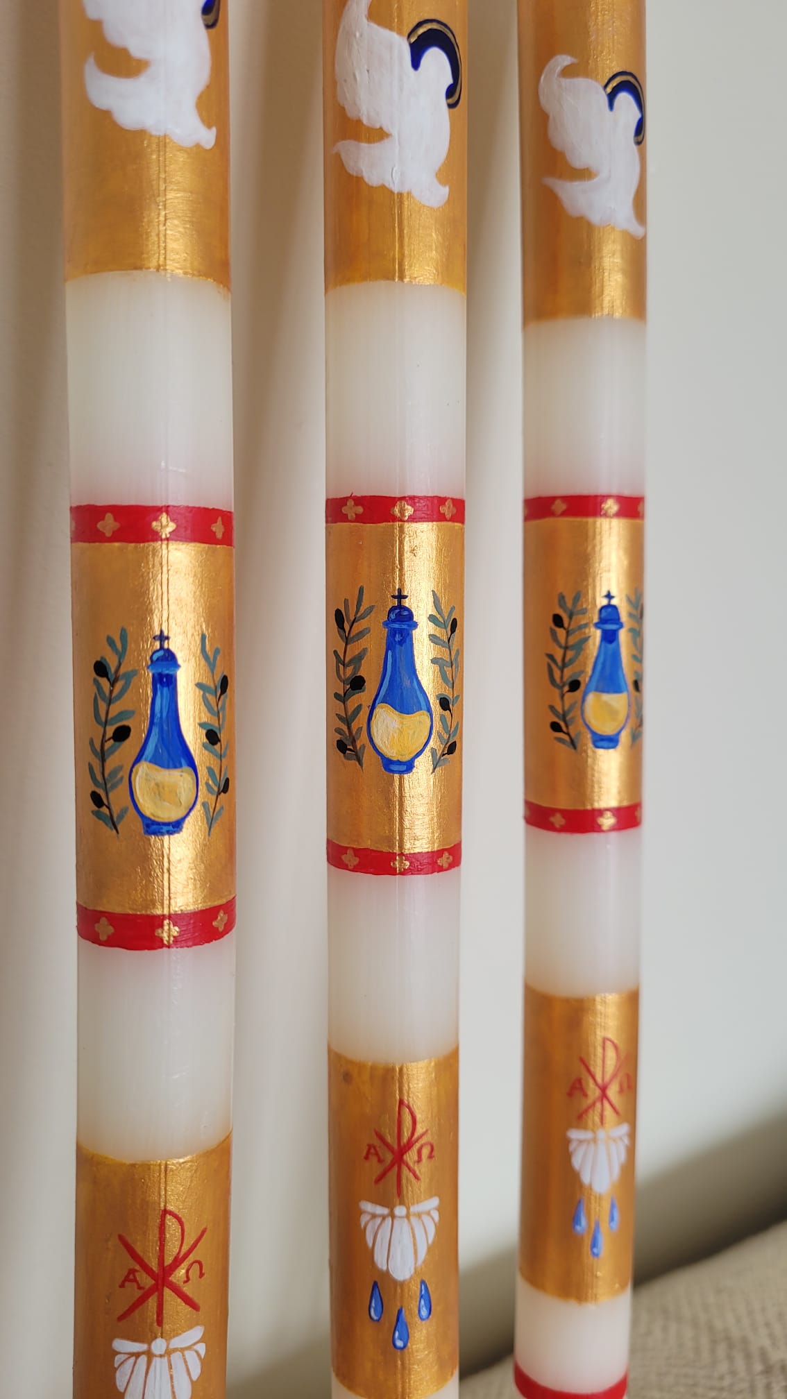 Hand-painted baptism candle