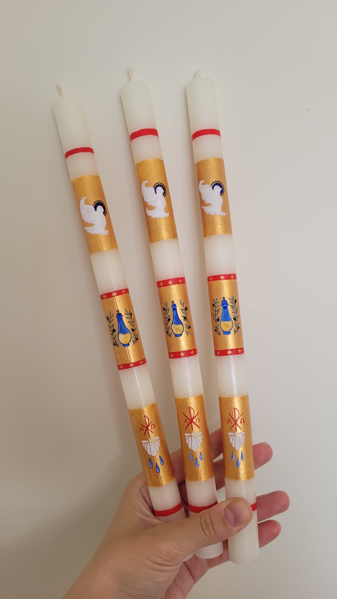 Hand-painted baptism candle