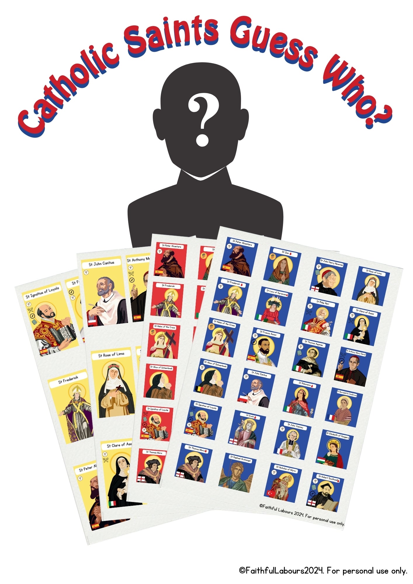 Catholic Saints Guess Who Game - Digital Download